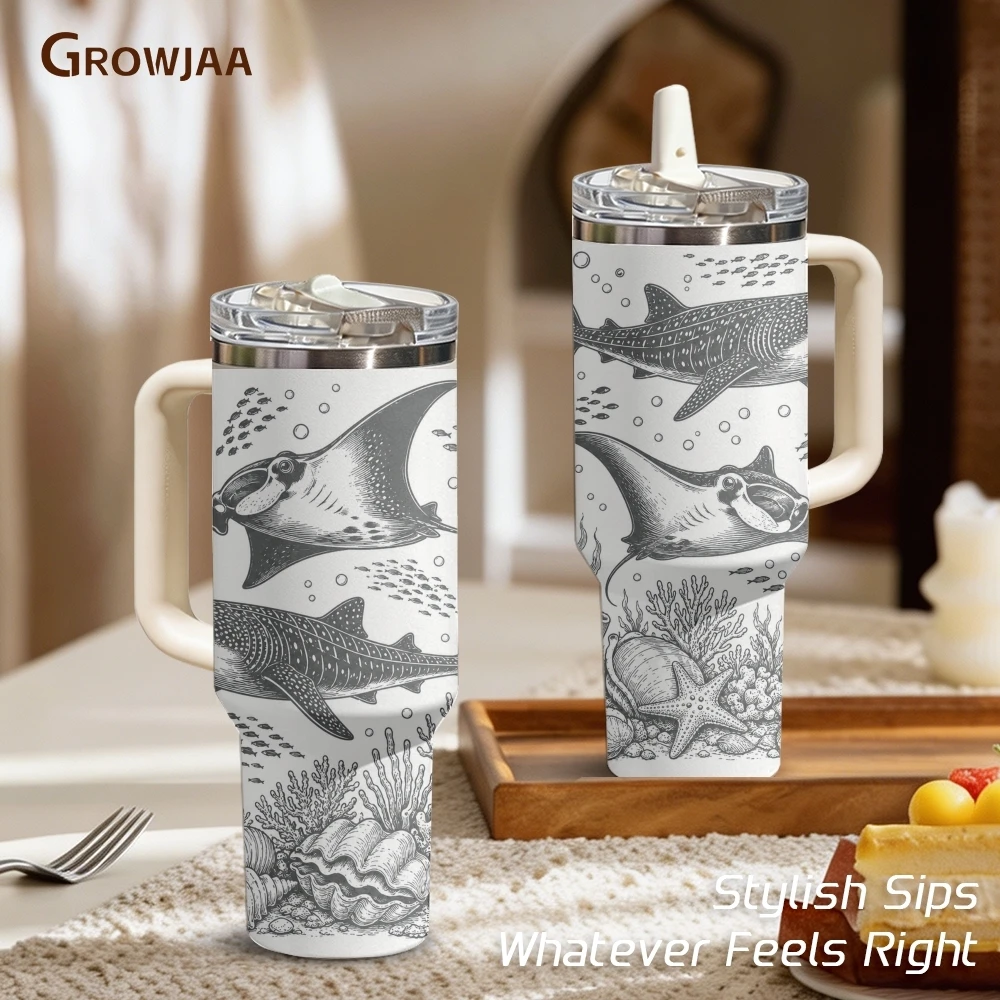 Ocean World Vacuum Flasks 40oz 3rd Gen Vacuum Insulated Stainless Steel Tumbler Cup with Handle Straw Lid for Gifts