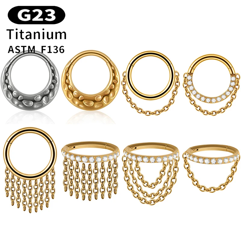 1 قطعة G23 التيتانيوم الأنف خواتم ثقب الأنف الحاجز سلسلة بدلاية من حجر الزركون اللولب الأذن الزنمة الغضروف Daith أقراط ثقب المجوهرات #2