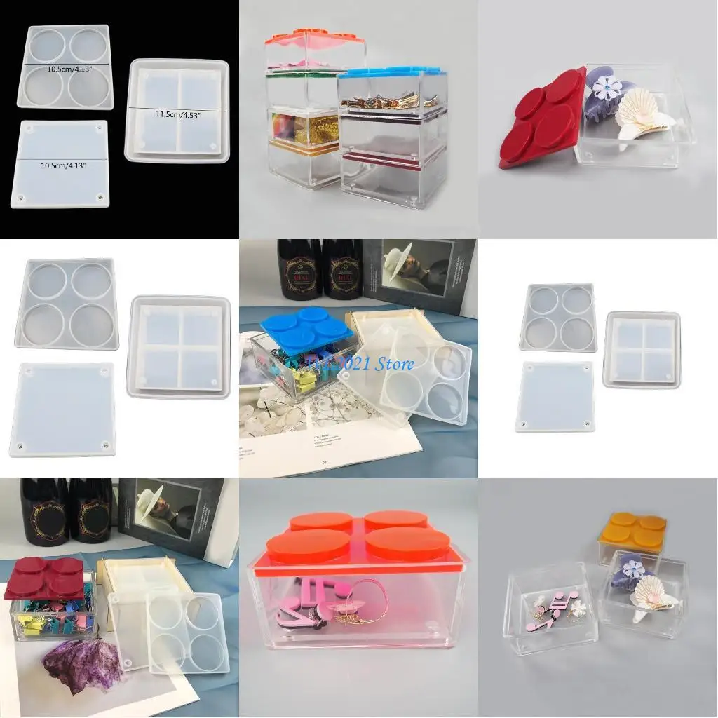 

G5GC Коробка Смола Формы Формы для шкатулок для ювелирных изделий с крышками Штабелируемая многослойная форма для коробок для