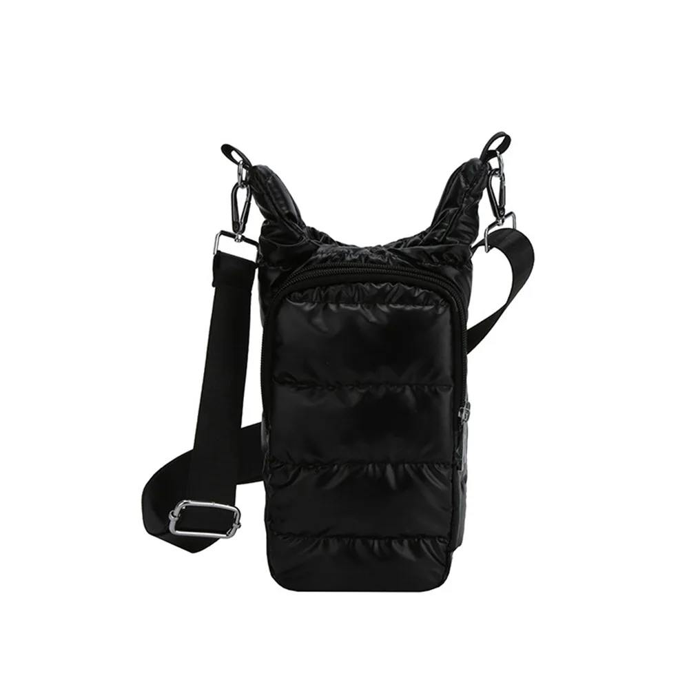 

Shoulder Strap Water Bottle Carrier Bag Nylon Down Water Bottle Holder Front Pocket Waterproof Crossbody Water Bottle Purse