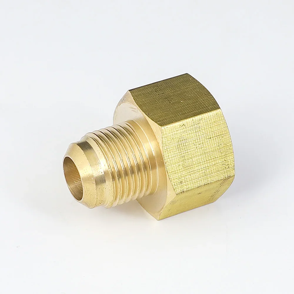 SAE-Standard Brass Pipe Connector, Reducting Fitting Reducer, Fitting Adapter, SAE-Standard 1/4 ", 3/8", 1/2 ", 3/4", Flare, Feminino para Masculino, Air Condi