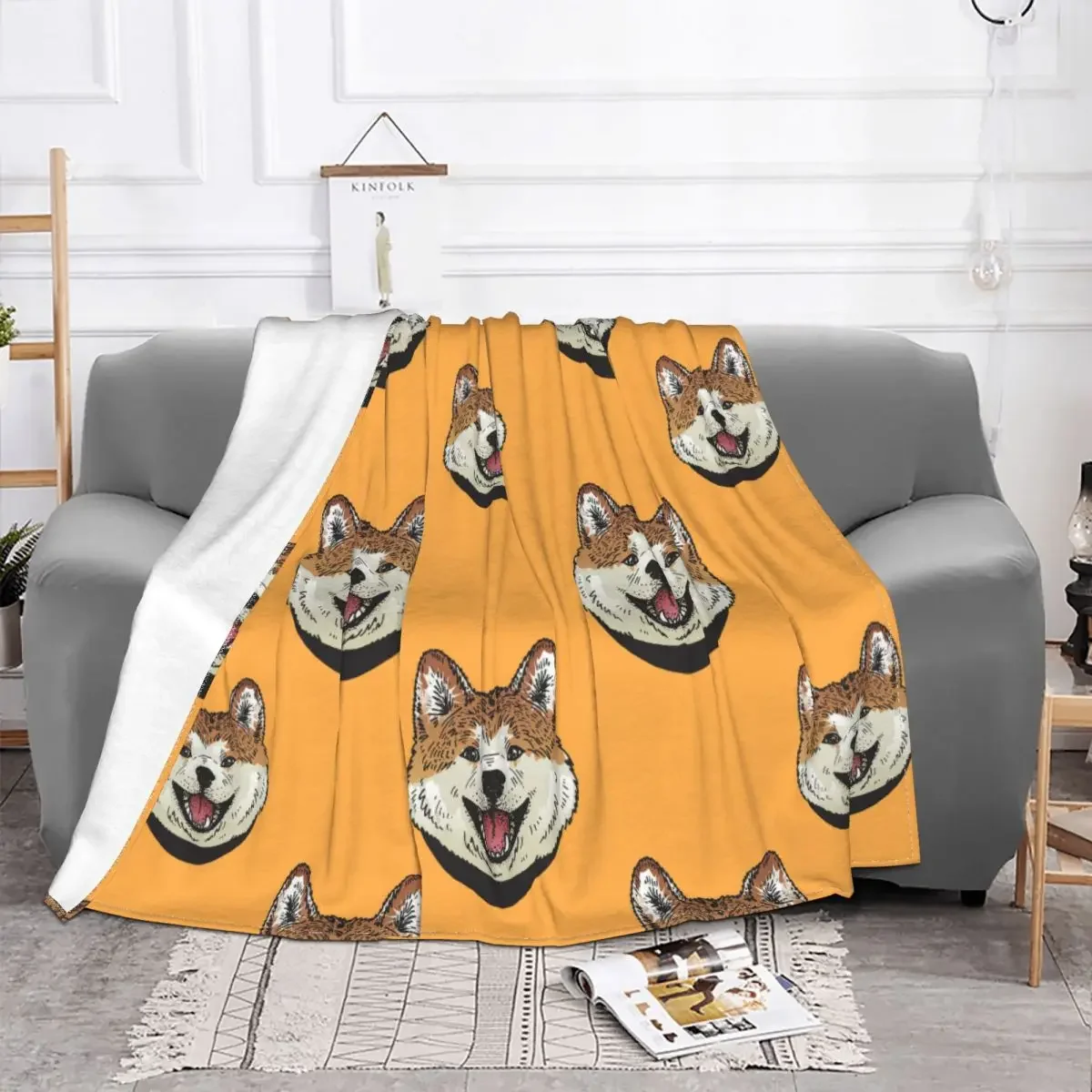 Akita Inu Dog Blanket Cover Gift for Animal Dog Lover Flannel Throw Blankets Bedroom Sofa Personalised Soft Warm Bedspread