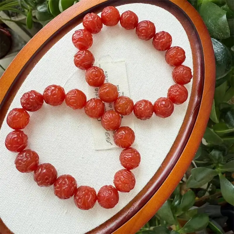 

13MM Natural Carnelian Pixiu Bead Bracelet Fashion Crystal Jewelry Bangle For Women Healing Fengshui Holiday Gift 1pcs