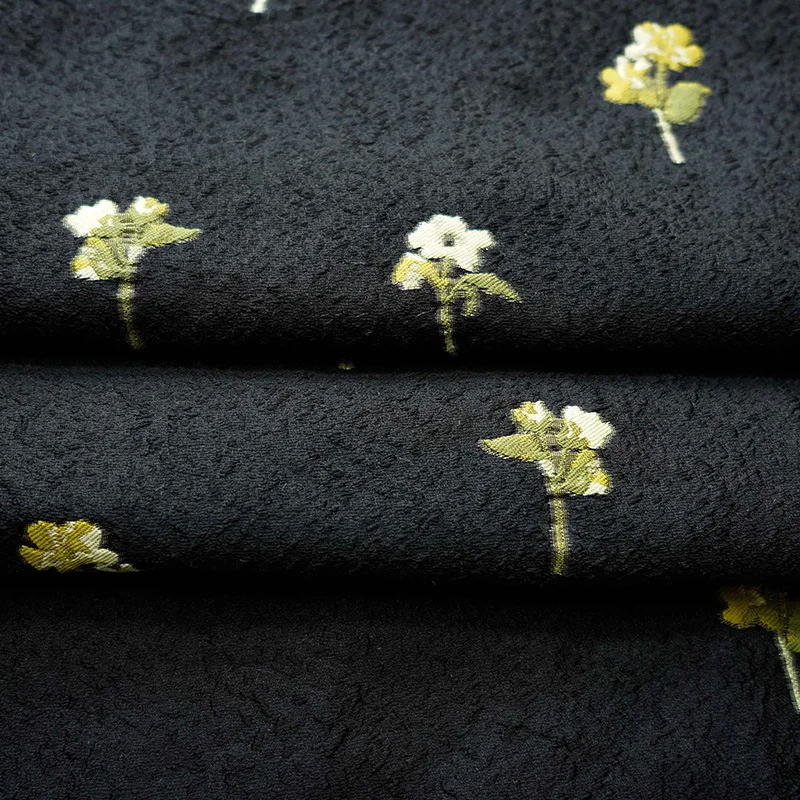 Black Bottom Floral Yarn Dyed Jacquard Fabric Women\'s Spring Autumn Dress Diy Sewing Fabric 50cmx149cm