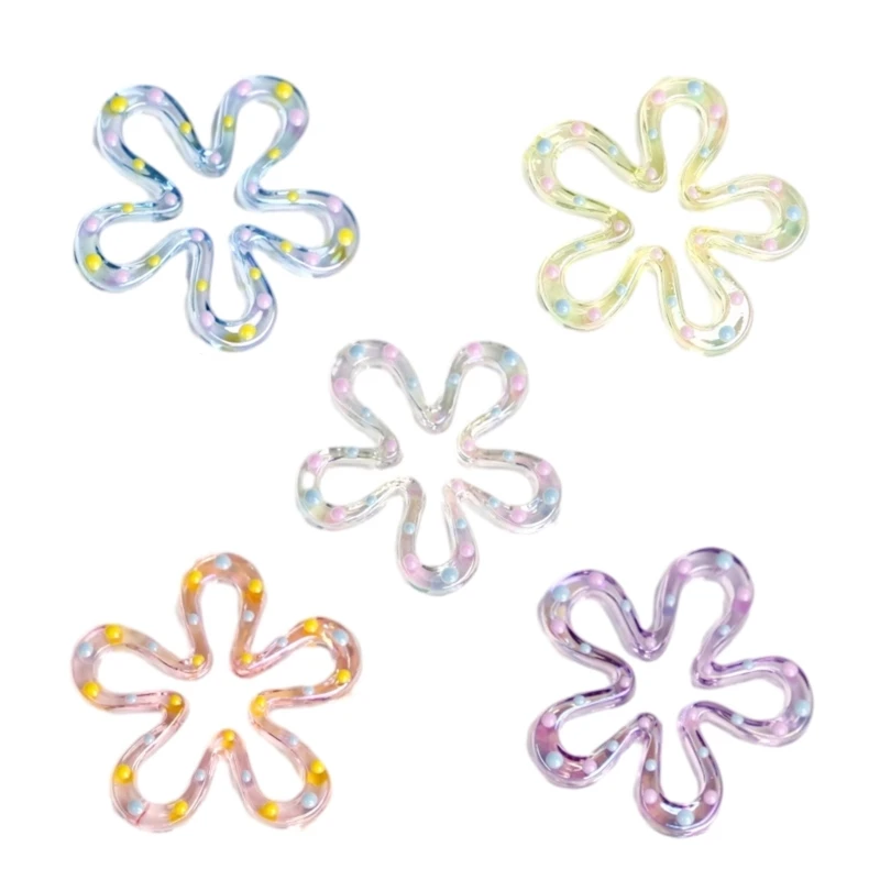 M2EA Resin Five-Petal Flower Loose Beads Double Side Flower Charm Pendant DIY Accessories Necklaces Earring Jewelry Making