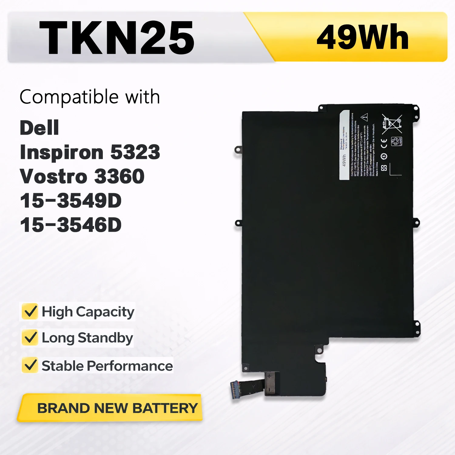 

Аккумулятор PowerHub TKN25 для ноутбуков Dell Inspiron 13z-5323 5323 Vostro 3360 V3360 15-3546 15-3549 14.8V 49Wh TRDF3 V0XTF RU485
