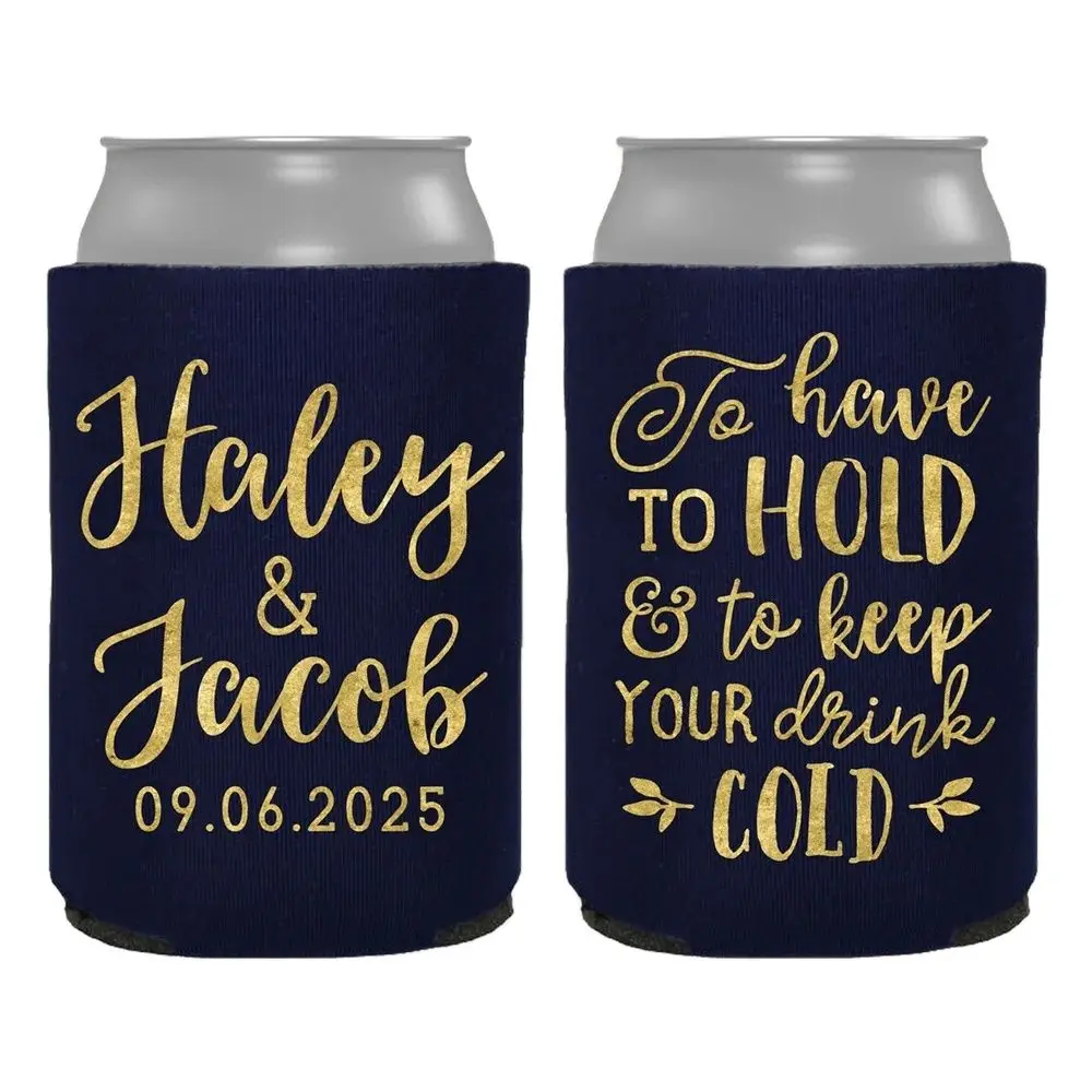 

Personalized Wedding Favors, To Have To Hold and To Keep Your Drink Cold | Customized Wedding Can Coolers, Beverage Insulators B