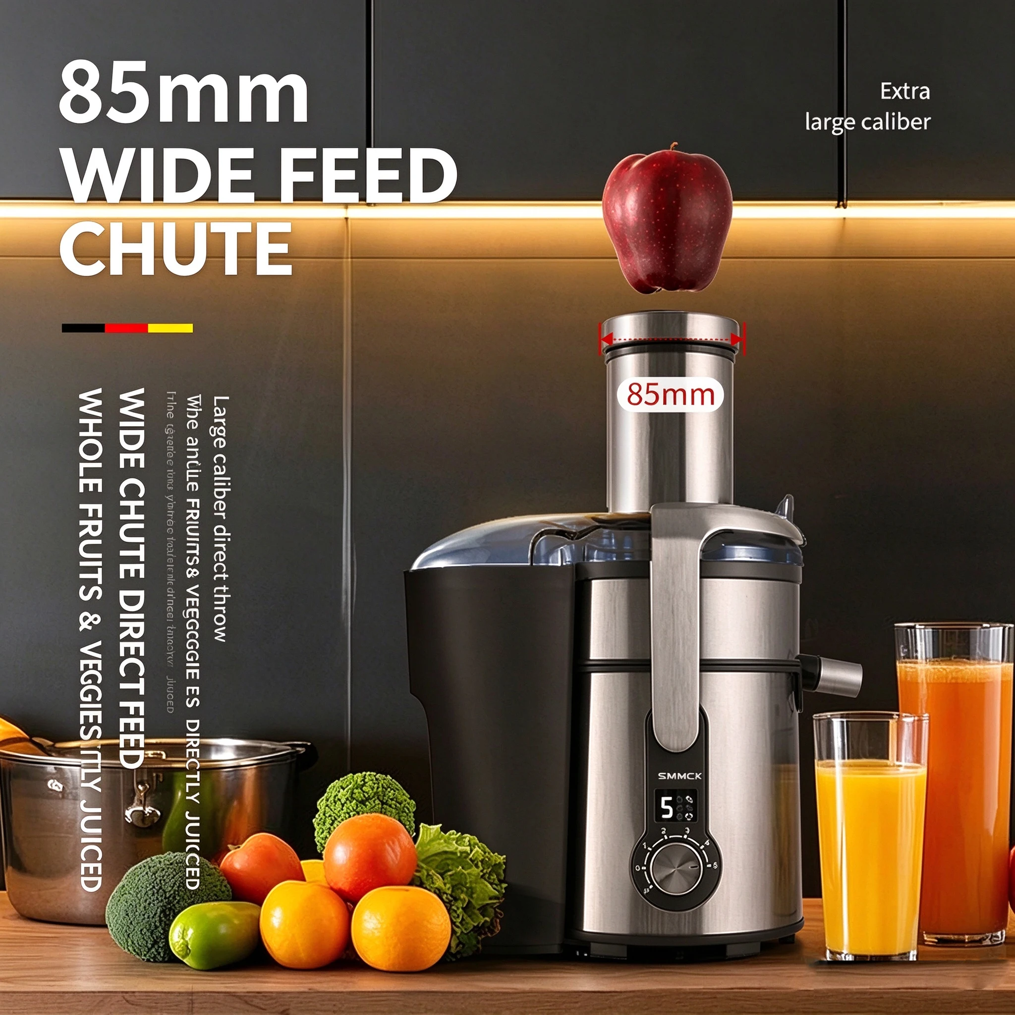SMMCK Commercial Juicer Machine, High-Speed Residue Separation Juicer, Large-Diameter Household Hotel Fruit1300W High Power
