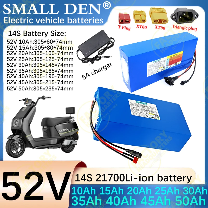 

52V 50Ah 45Ah 40Ah 35Ah 30Ah 25Ah 20Ah 15Ah 10Ah New 21700 Lithium battery pack 0-2000W High power For power tools Add 5Acharger