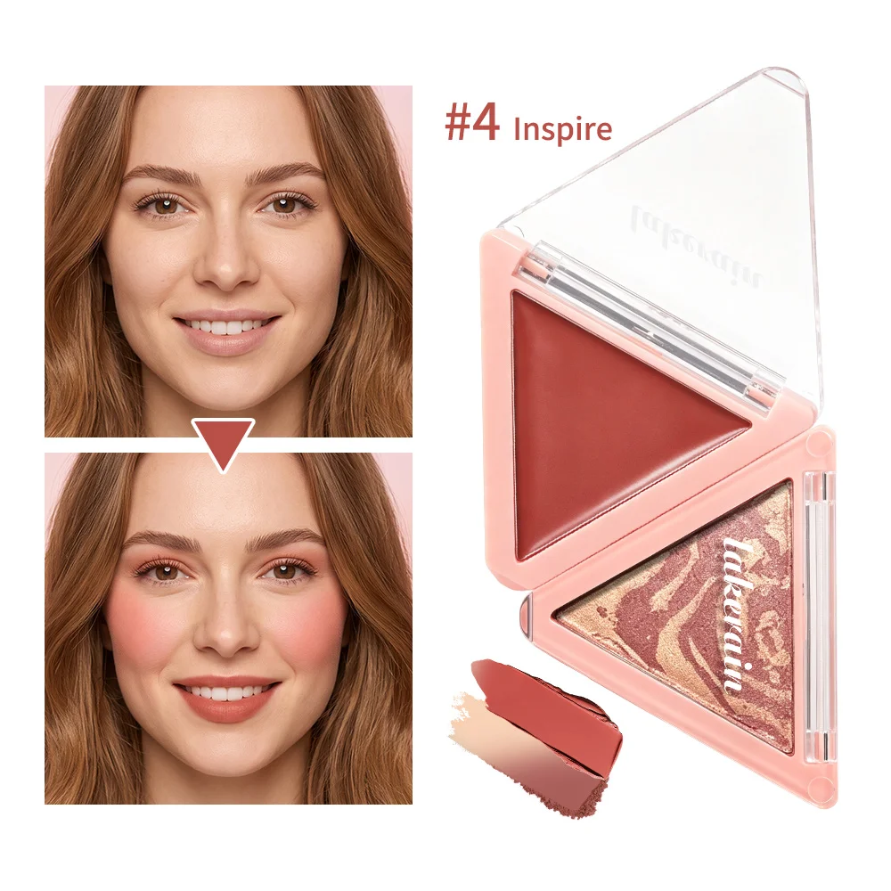 Cream And Powder Multidimensional Blush Duo Dual Finish Blush Waterproof Long Lasting Natural Matte Shimmer Cheek Rouge Korean D