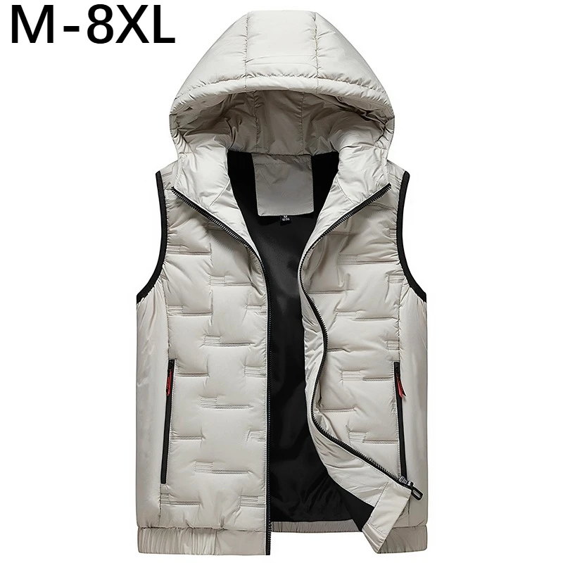 

Men's Big & Tall Hooded Vest (M-8XL), Windproof Quilted Sleeveless Jacket for Outdoor Winter