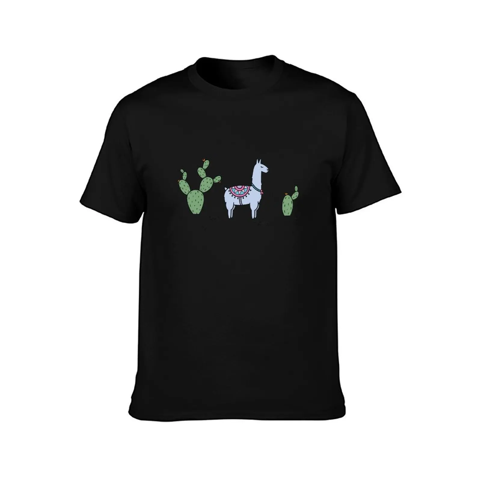 Cacti Llamas T-Shirt Basic Solid Tee for Daily Use