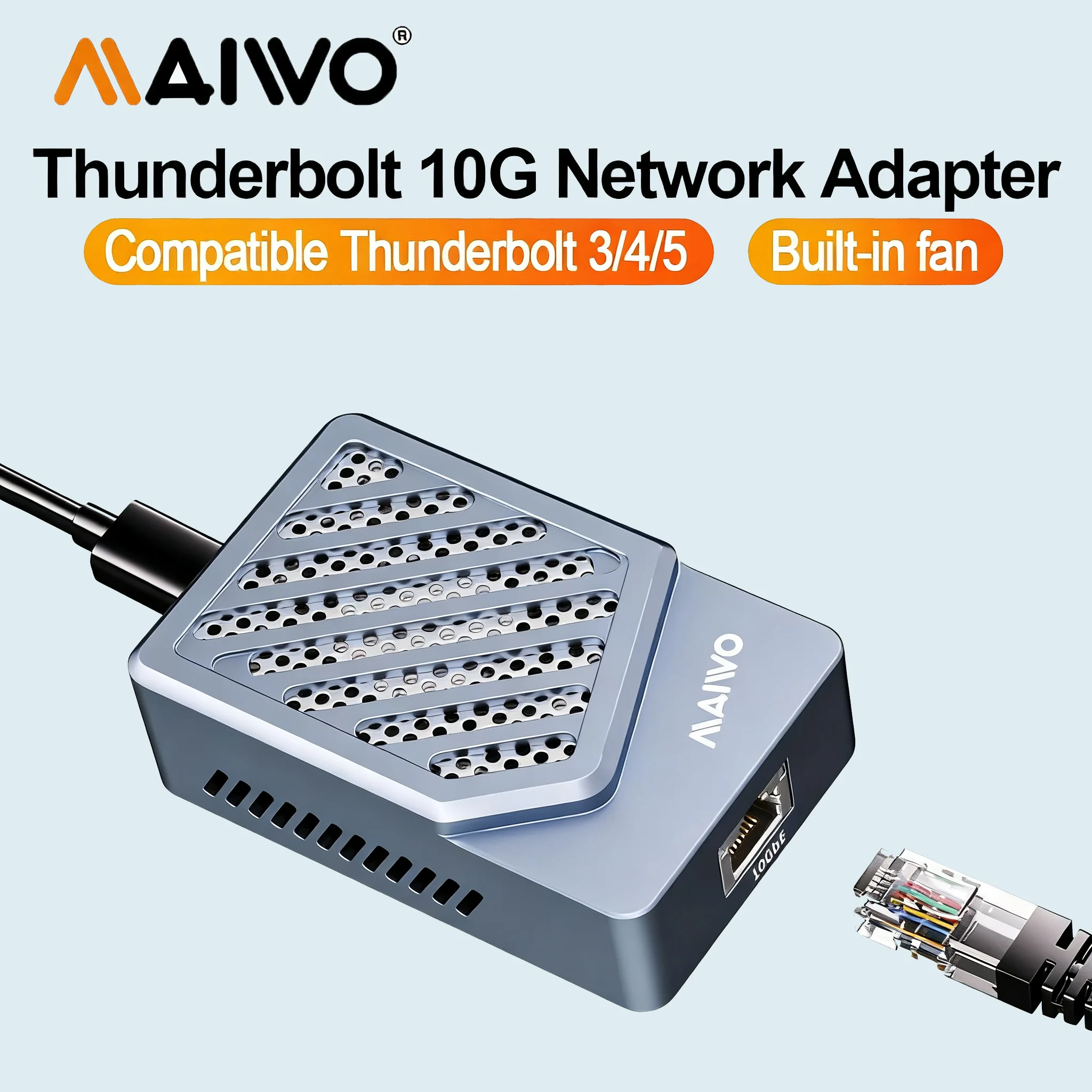 

MAIWO Thunderbolt 3 Gigabit 10 Гбит Ethernet-адаптер Thunderbolt 3/4/5/USB4 Конвертер NAS Аксессуары 10 Gigabit Ethernet-порт