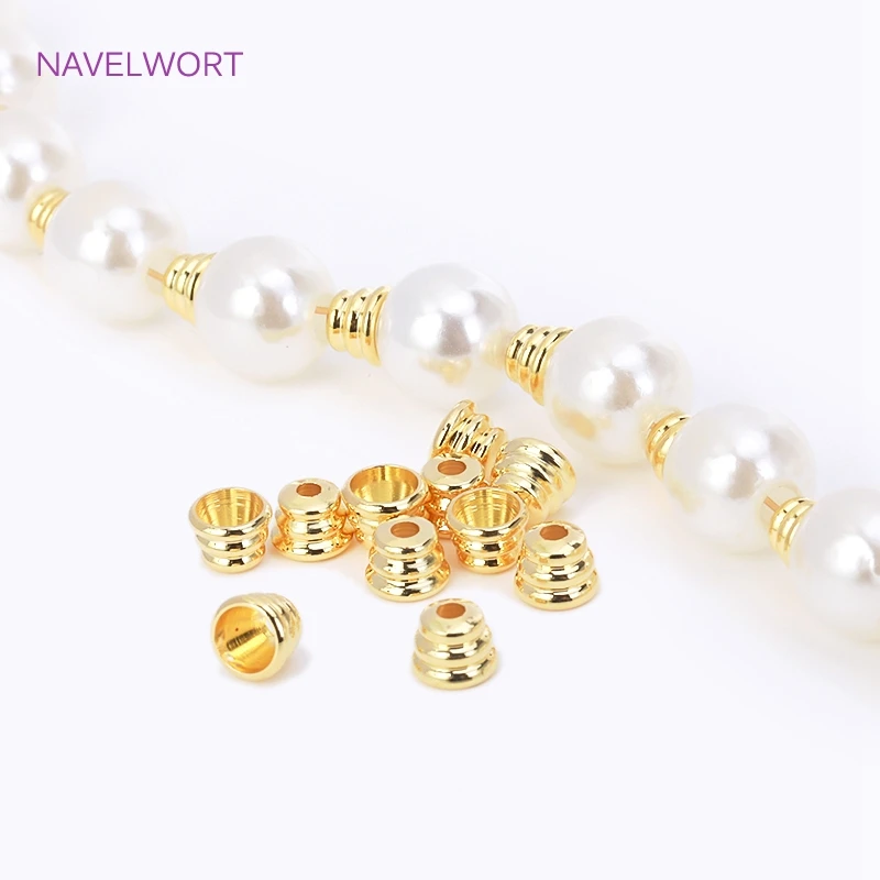 Tapas de Cuentas pequeñas de latón chapado en oro de 18K, tapa de borla de cono para fabricación de joyas, pulseras DIY, collar, accesorios de abalorios, venta al por mayor