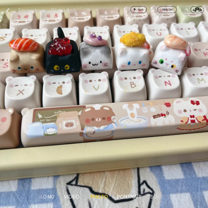 

Kitty Sushi Keycaps Resin Clay Artisan Keycaps for Mechanical Keyboard Accessories Cute Handmade Personalized Custom Key Caps