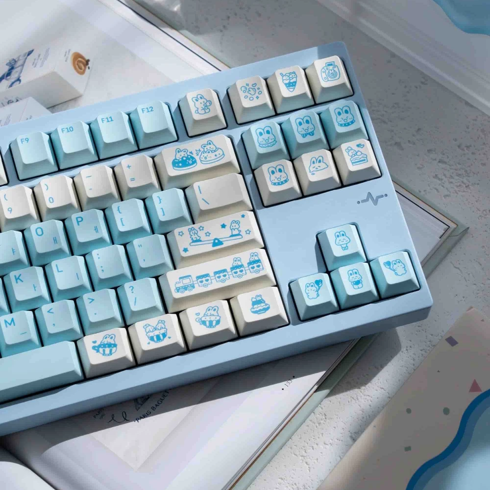 Cute Rabbit Theme Keycap 245Key PBT+PC Custom Personalized Keyboard Cap Cherry Profile KeyCap for Mechanical Keyboard Accessory
