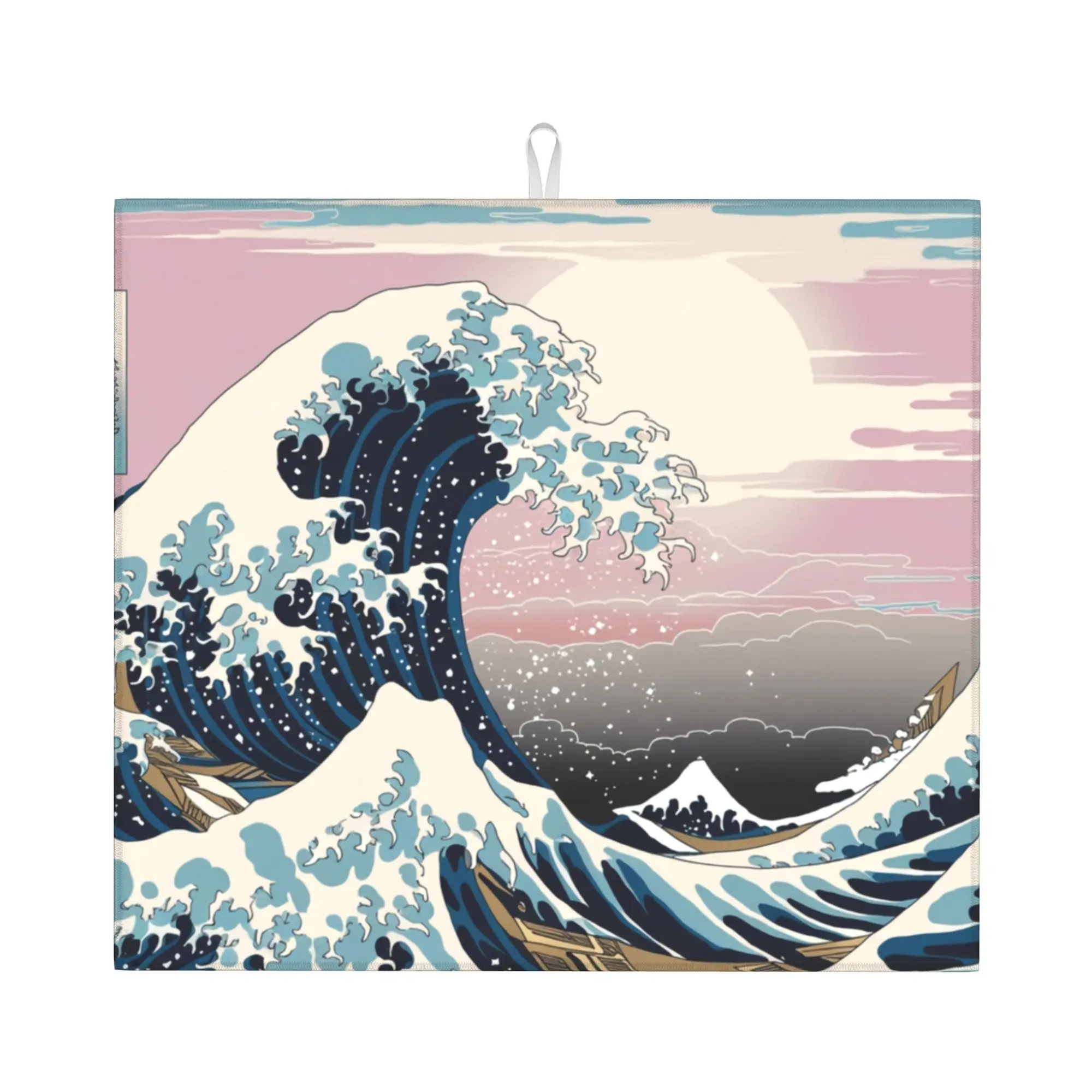 The Great Wave off Kanagawa Non Slip Kitchen Counter Protector Mat Barware Tableware Reusable  Bathroom Drying Mat For Kitchen