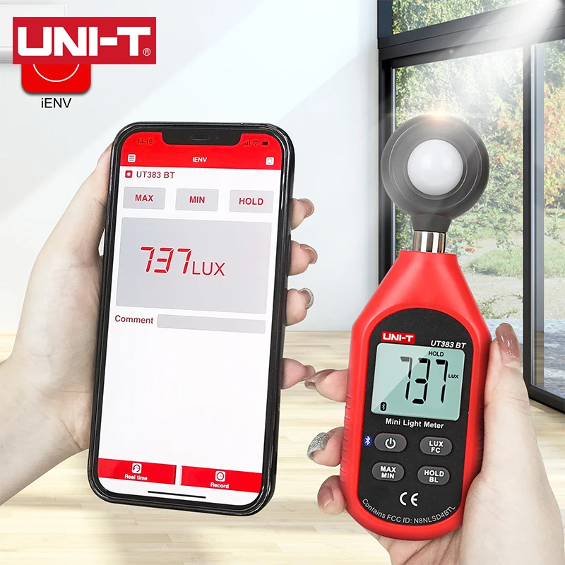 UNI-T-minimedidor de luz UT383BT, Luxmeter Digital con Bluetooth, equipo de prueba ambiental Lux FC, iluminómetro de mano