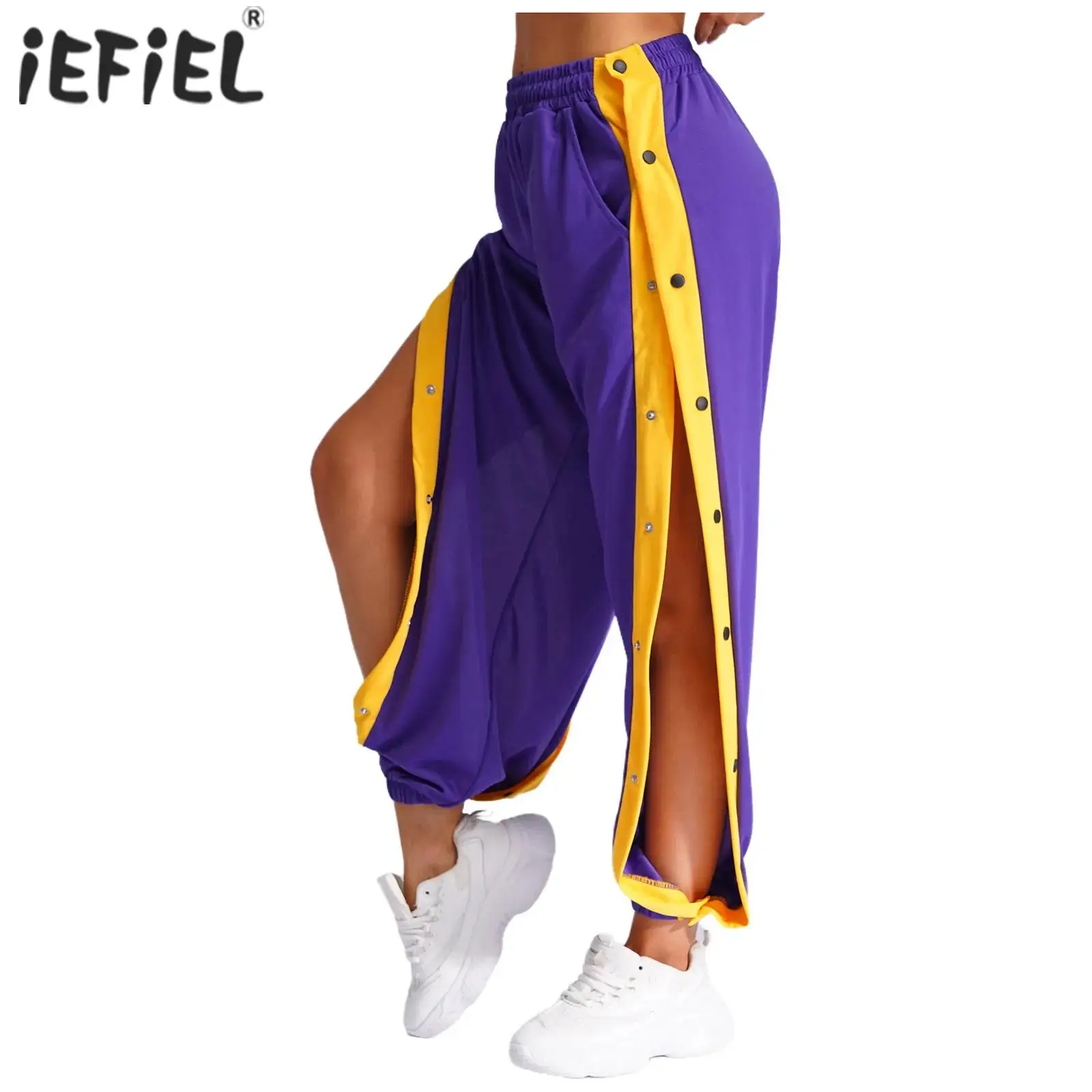 

Unisex Mens Womens Surgery Pants Side Split Buttons Sweatpants Drawstring Elastic Waistband Pants for Sports Workout Basketball