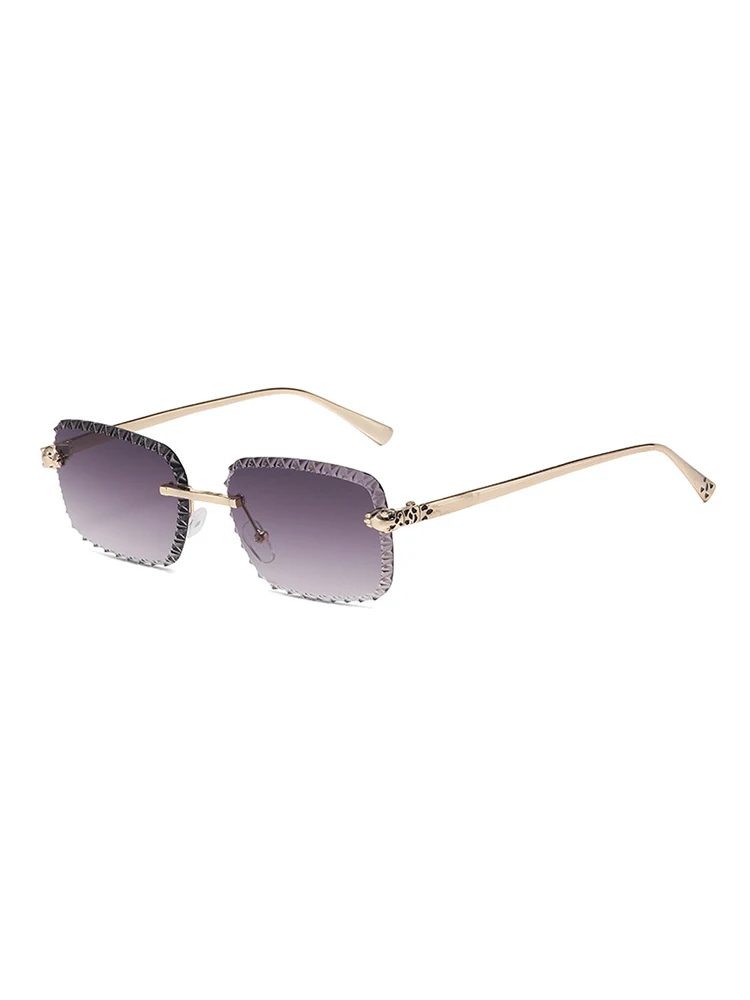 Neues Design Rahmenlose Leopardenkopf-Sonnenbrille zum Autofahren, Sonnenschutz, Modische Metallbrille – Detail 1