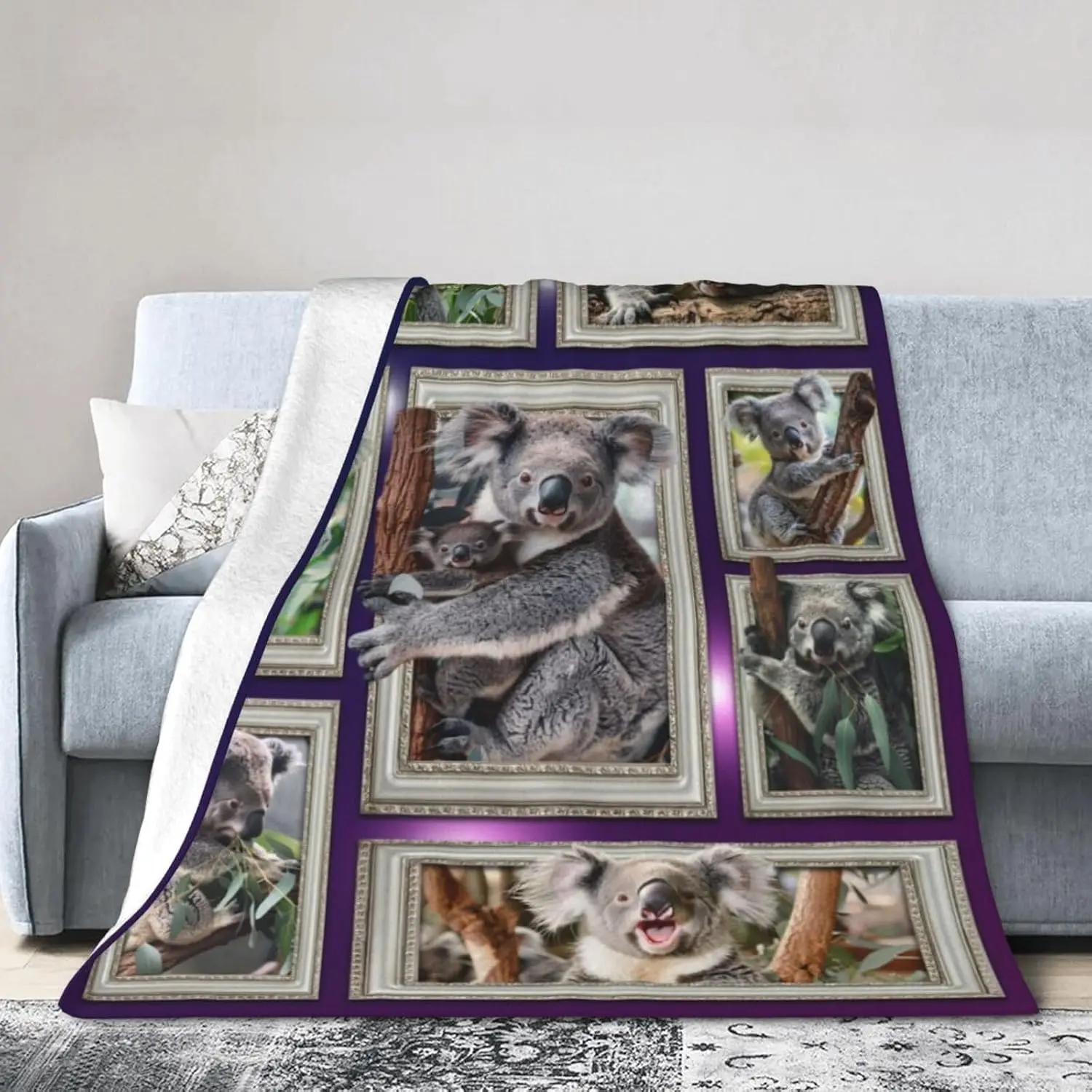 Koala Throw Blanket Cute Australian Animal Art Unique Gift Home Bedroom Living Room Decor