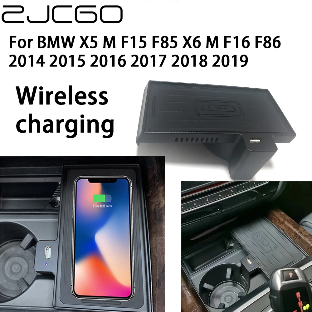 

ZJCGO 15W Car QI Mobile Phone Fast Charging Wireless Charger for BMW X5 M F15 F85 X6 M F16 F86 2014 2015 2016 2017 2018 2019