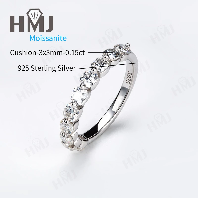 925 Sterling Silver Ring Moissanite Cushion Cut VVS1 D Color/Aqua Blue/Green/Champagne Anniversary Gift Fine Jewelry for Women