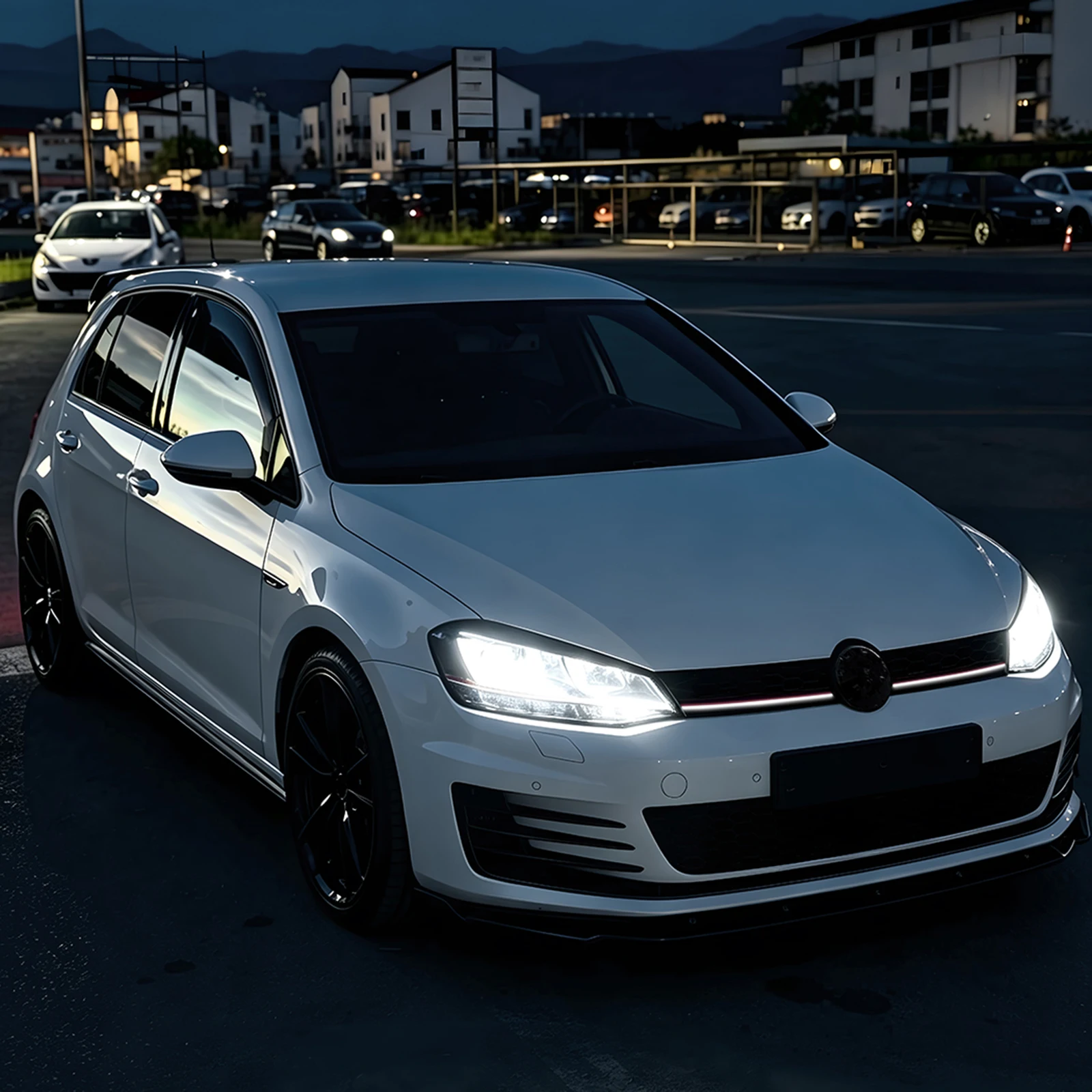 Racing Grill Front Grille Mesh Grid Upper Bumper Hood Cover Trim For Volkswagen VW Golf 7 MK7 GTI 2013-2016 Gloss Black view 6