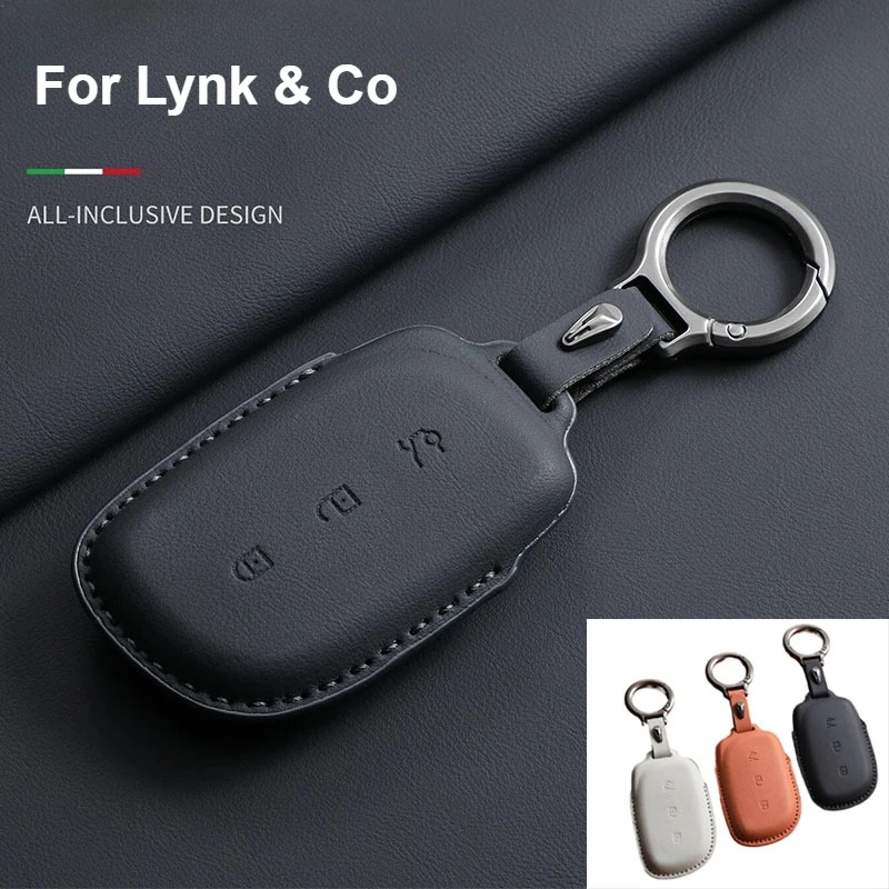 Car Remote Key Case Cover Shell Fob for Lynk & Co Z20 900 Z10 Original Car Color Leather Car Key Bag Decoratives Accessorie