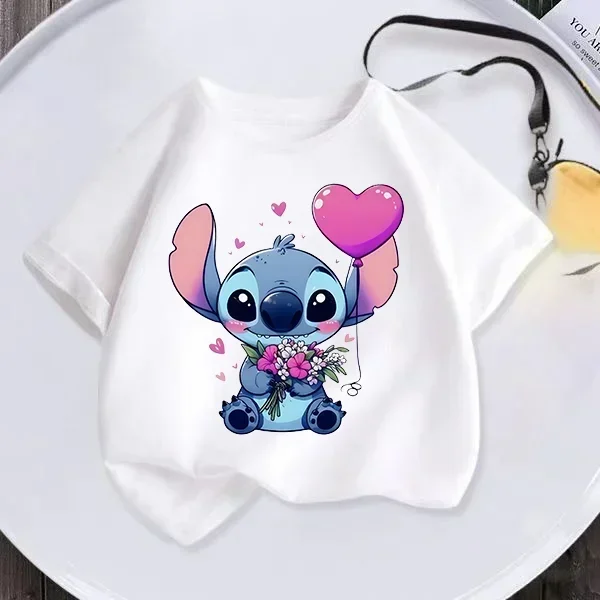 

Летние футболки с принтом Disney Anime Star Baby Blue Naughty Dog Stitch, несколько цветов, подходят для мальчиков и девочек