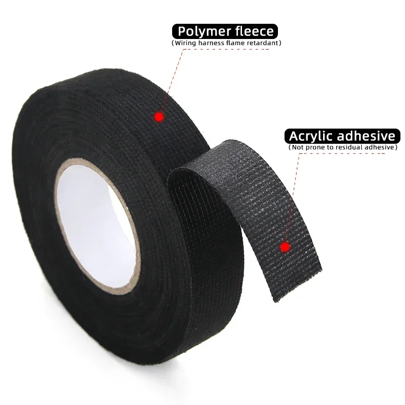 1/3/5 roll Heat-resistant Adhesive Cloth Fabric Tape 9-50mm For Automotive Cable Tape Harness Wiring Loom Electrical Heat Tapes