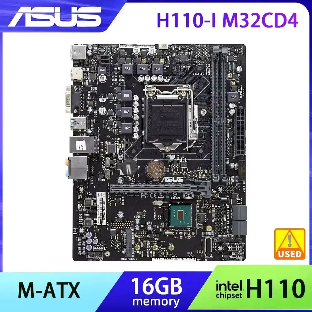 ASUS H110-I H110-I/M32CD4/DP_MB Motherboard  intel H110M LGA 1151 DDR4  16GB support  6100 6500  6700  6400  6600 cpu Micro ATX