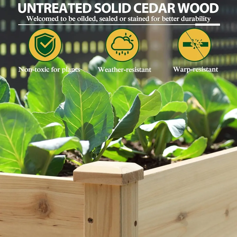 

72''L x 23''W x 30''H Outdoor Cedar Garden Bed, Raised Garden Bed with 8 Drainage Holes & 6 Legs, Elevated Planter, Customized