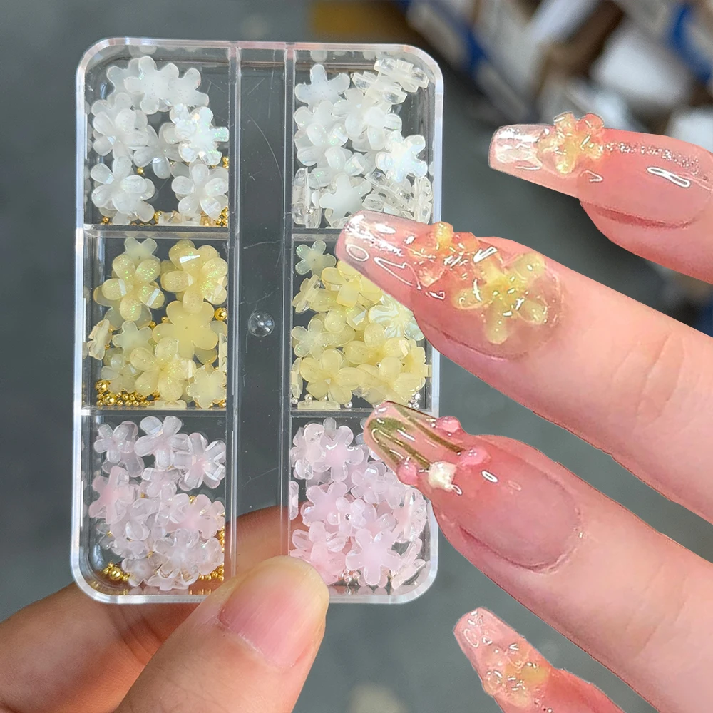 6Grids 3D Kawaii Strik Nail Art Decoraties Wit Roze Hars Strik Nail Charms Y2k Plaksteen Bowtie Ambachten Nagel Accessorie