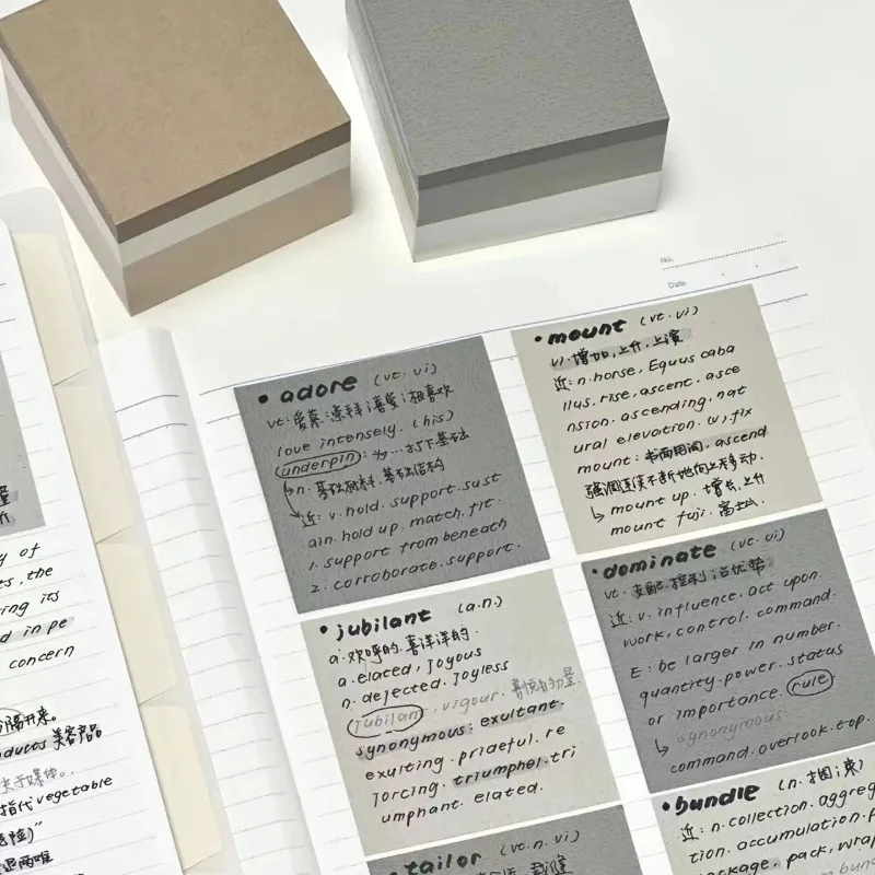 Minimalist Style Sticky Note Pad Three Color Paper Block Solid Color Non Adhesive Tearable Memo Pad for Pupils Daily Note Taking