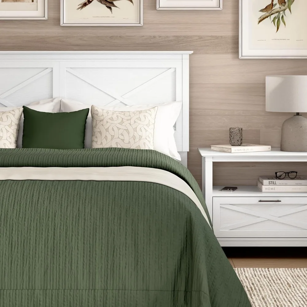 บุชโฮม หัวเตียงขนาด 65 นิ้ว แบบเต็ม/ควีนไซส์, เฟอร์นิเจอร์ห้องนอน, คอลเลกชันคีย์เวสต์, ไม้โอ๊คสีขาวบริสุทธิ์