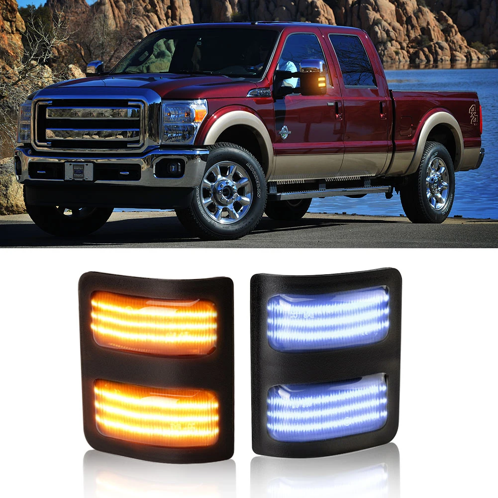 For Ford F250 F350 F450 F550 2008-2016 New 9-row Light Tube bi-color Rearview Mirror Turn Signal Light  Truck Car Accessories