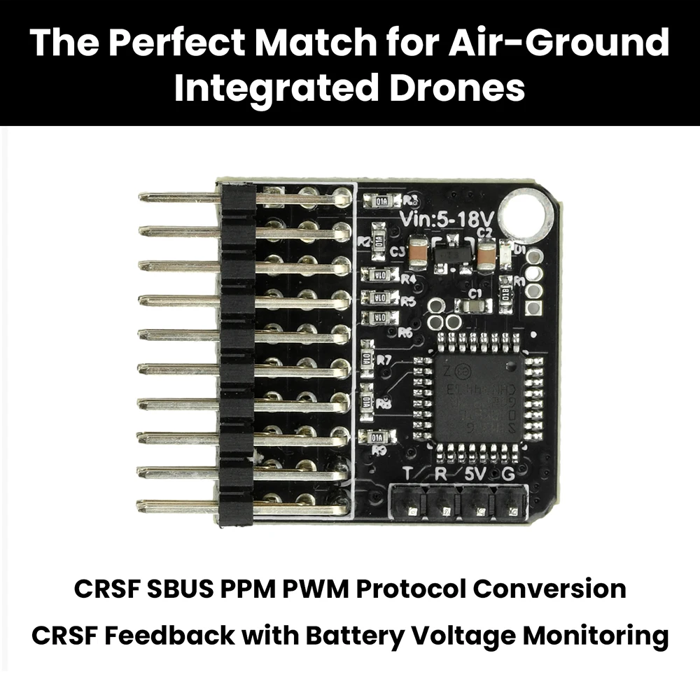 PPM-SBUS 8CH PWM Signal Converter Transmitter for CRSF PPM PWM SBUS Signal Conversion RC Drone FPV UAV Receivers DC 5-18V 50Hz