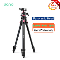 LLANO KT003 Camera Tripod 1.65M Double Panorama Ball Head Portable Aluminum Alloy Travel Camera Phone Stand for Photography