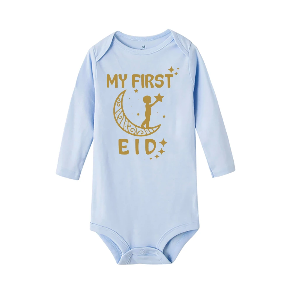 My First Eid Newborn Baby Romper Infant Body Long Sleeve Baby Jumpsuit Eid Toddler Ramadan Outfit Islamic Muslim Holiday Clothes