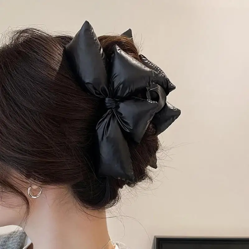 

PU Leather Cotton Stuffing Bow Claw Clip No-slip Shark Clip Bowknot Sweet Grab Clips Fashion Elegant Winter Hair Accessory