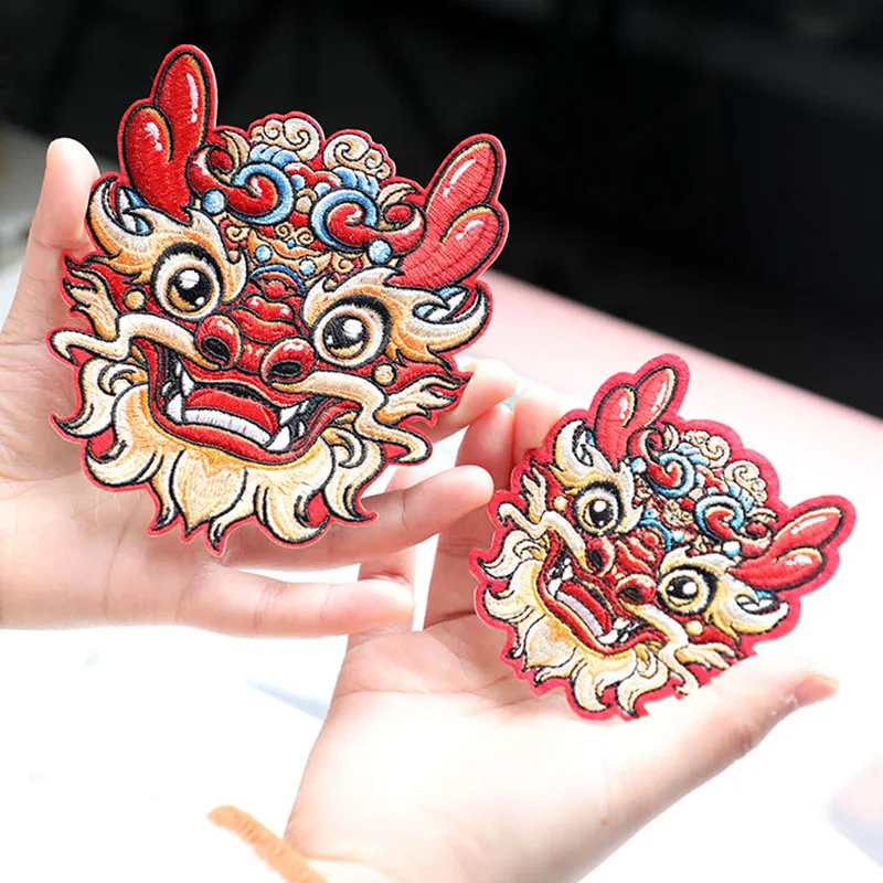 High Quality 1 Piece Sticker On Embroidery Red Dragon Patches Appliques for Hat Caps Dress Clothes DIY Decoration