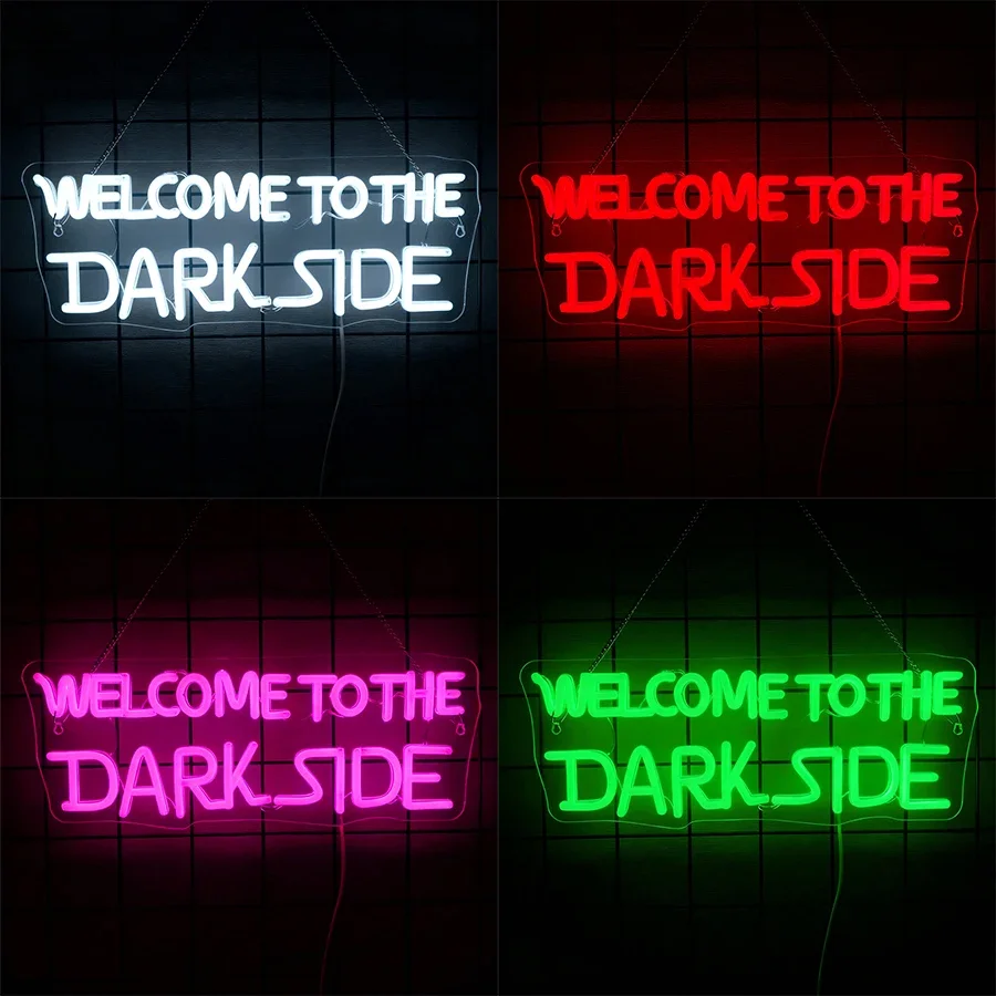 

Значки со светодиодными буквами, лучший подарок для геймеров, используемые для комнаты, клуба и декора на Хэллоуин, добро пожаловать в темную сторону, серия неоновых вывесок