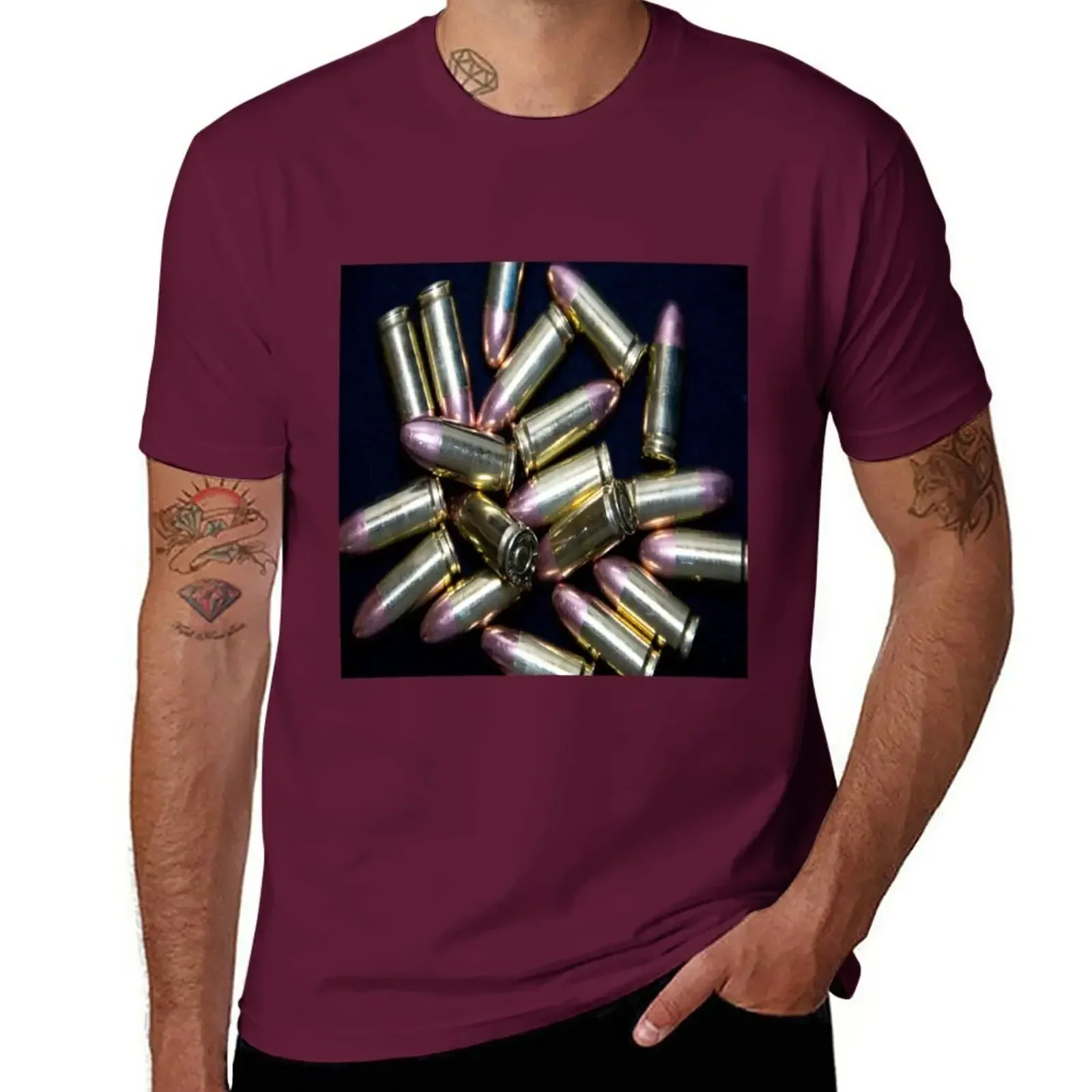 hippie clothes oversized shirts graphic tees mens graphic t-shirts funny Cluster of 9mm Ammo T-Shirt  men clothing