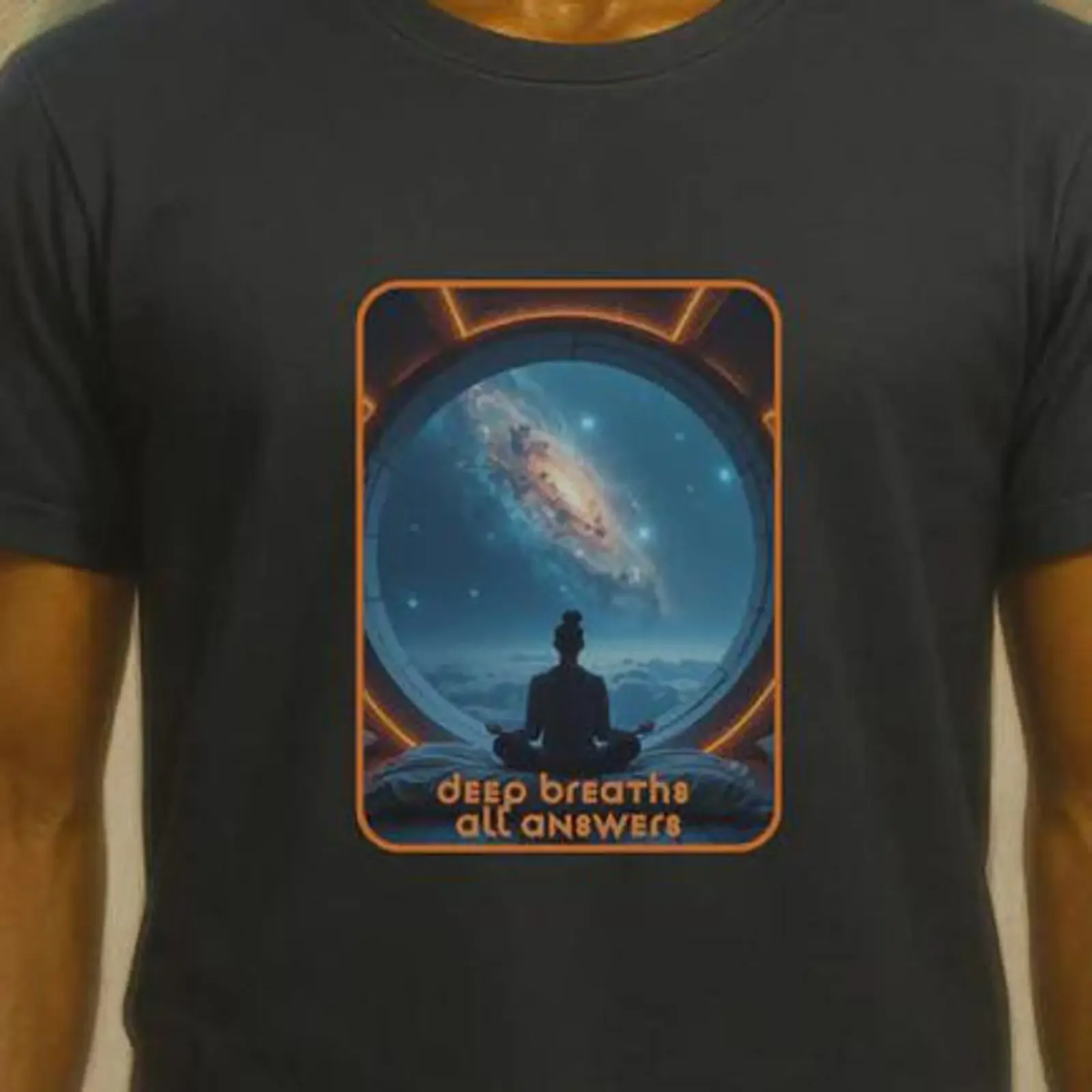 Nebula Meditation T Shirt Cosmic Yoga Universe Spiritual Awareness vintage Washed streetwear Stylish designer clothes fashion