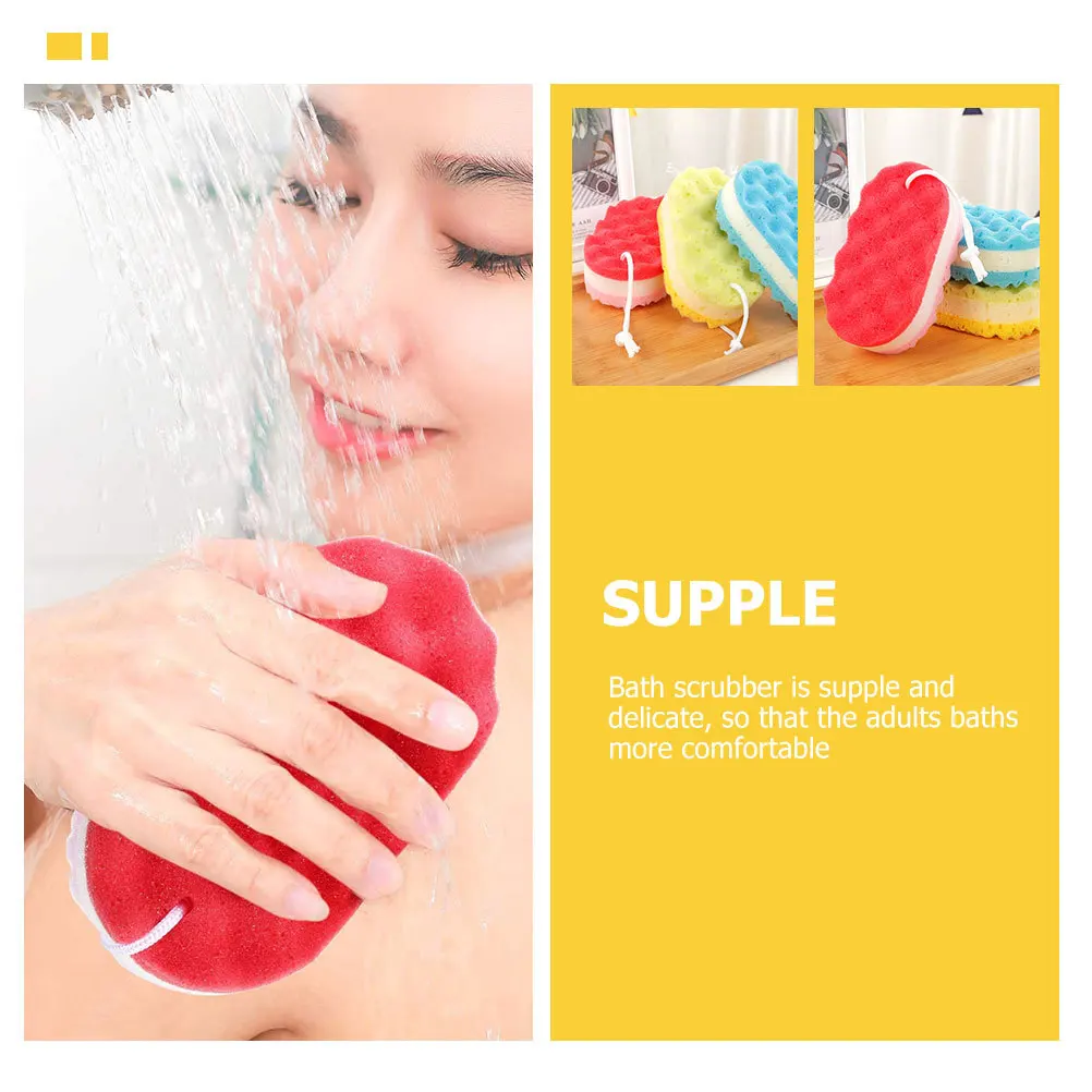 

4pcs Bath Sponge For Adults Wear-Resistant Body Scrubber Portable Shower Tool Household Bath Accessory Lanyard Loofah
