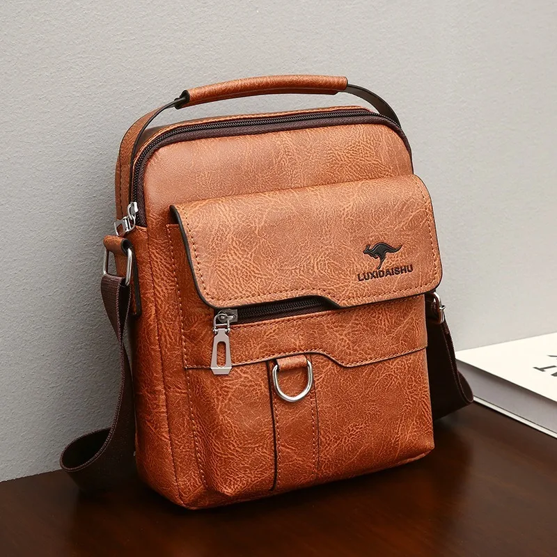 

PU Material Large Capacity Zipper Open Shoulder Strap Adjustable Men's Shoulder Messenger Bag