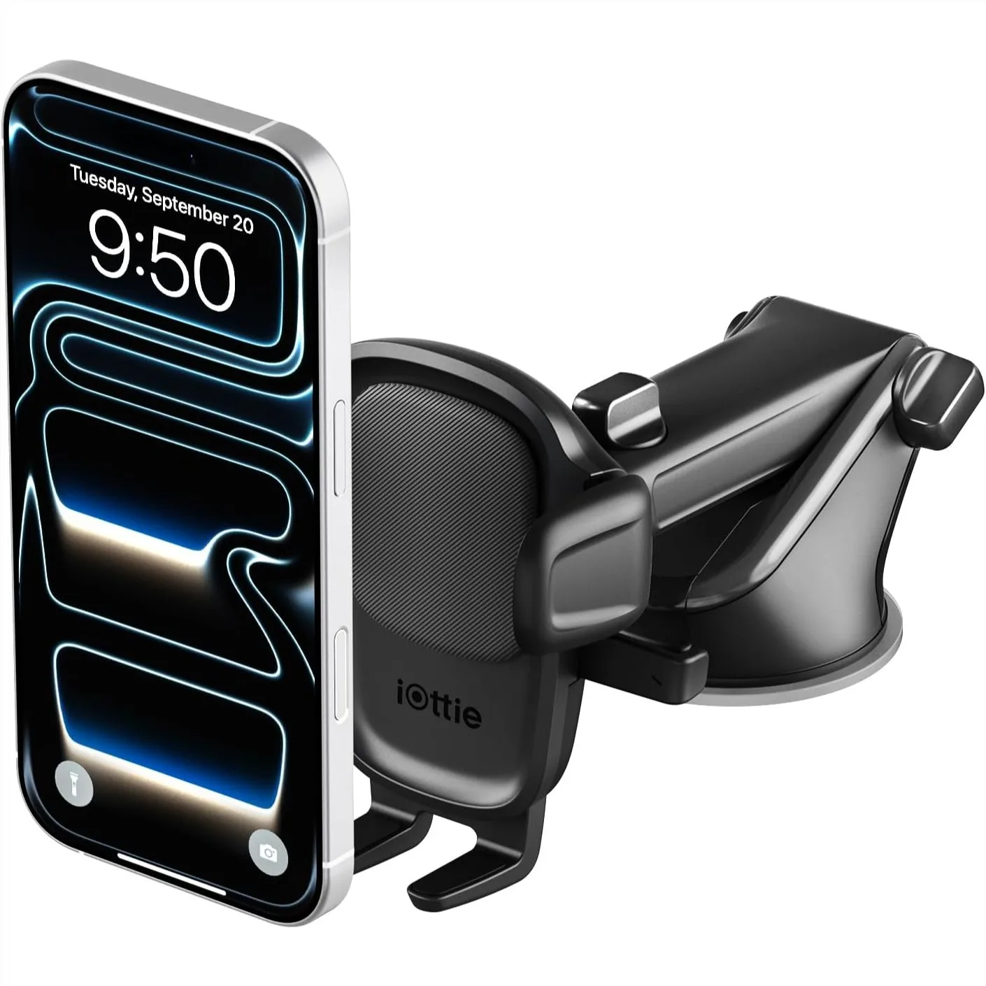 Universal Car Mount Phone Holder Dashboard & Windshield with Telescopic Arm, Easy One Touch Mechanism for iPhone Samsung Google