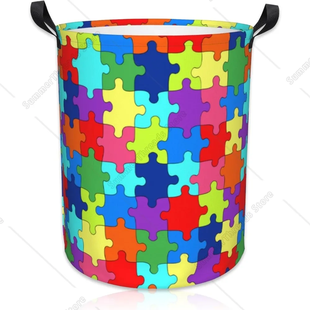 

Laundry Basket Autism Awareness Laundry Basket Oxford Cloth Laundry Hamper Large Storage Baskets Toy Organizer Tote Bag