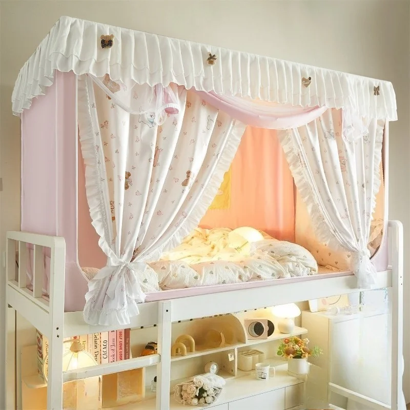 College student dormitory mosquito net bed curtain integrated strong shading 2025 new single bunk bed mantle all-inclusive